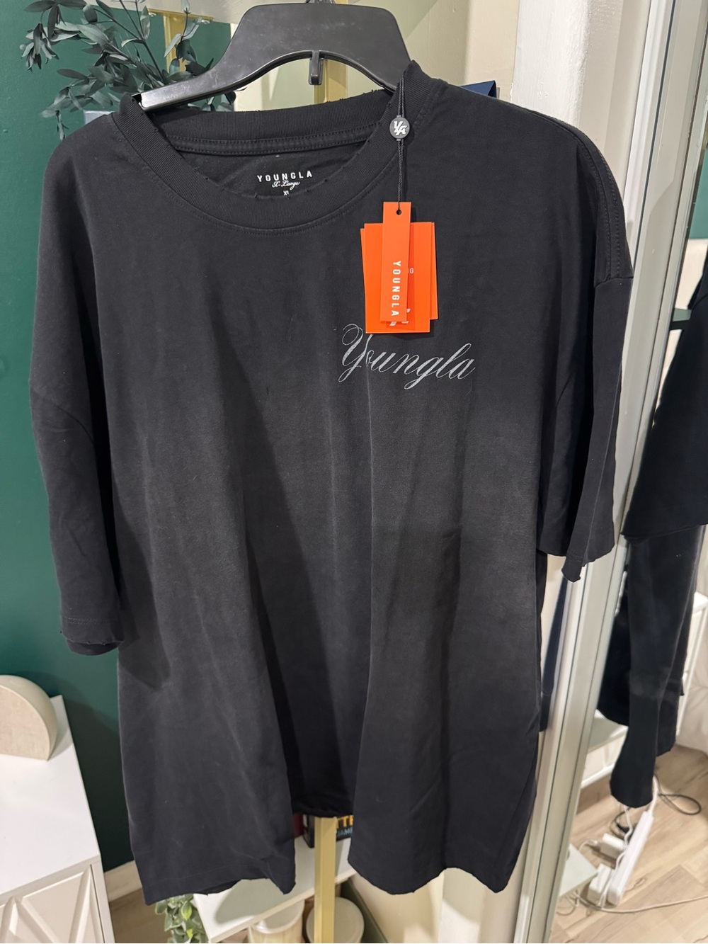 YoungLA Black Short-Sleeve Pegasus Logo Tee